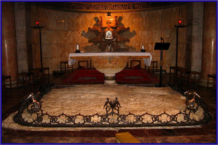 Inside the Church of All Nations is a flat rock where tradition says that Jesus prayed